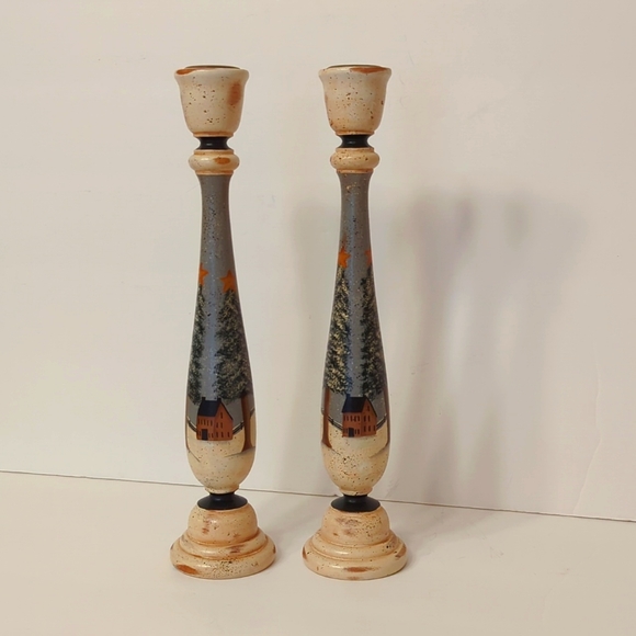 Folk Art Vintage wooden candlesticks - Picture 9 of 9